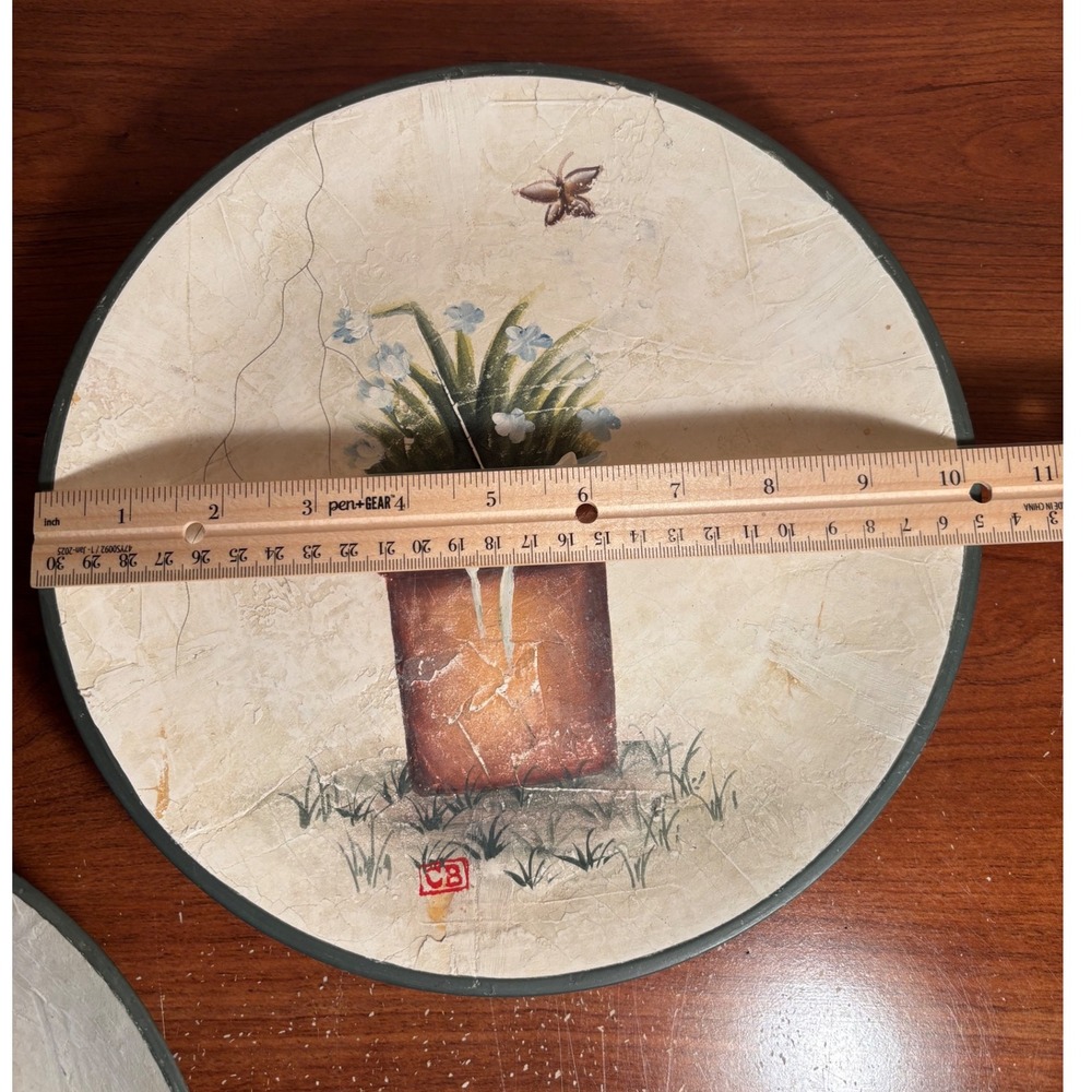 Set of 3 Decorative Plates Garden Watering Can Pots Flowers‎ Rustic Cheri Blum - Picture 10 of 10
